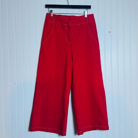 Anthropologie ASTR Nixon Cropped Wide-Leg Strawberry Red L Casual Elegant - Picture 6 of 12